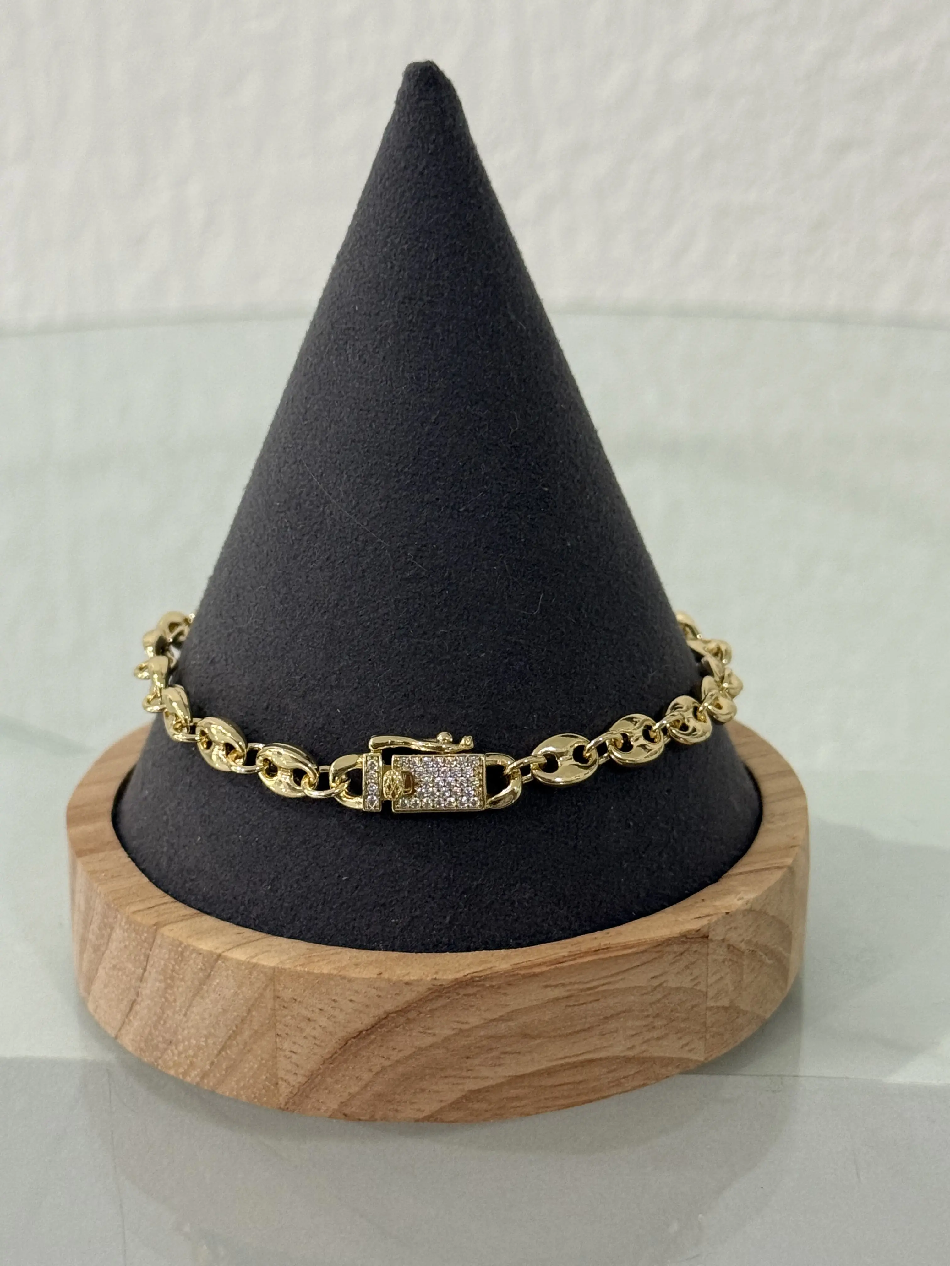 Coffee grain CM bracelet 14k laminated gold 7 3/4 inch daily wear.