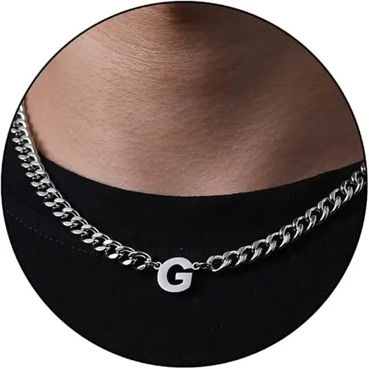 G letter necklace (steel color)