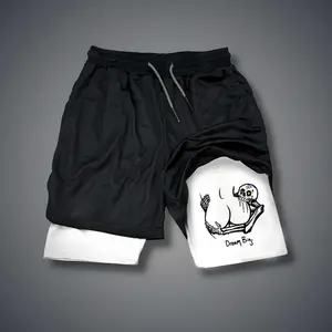 sexy clothing Double-Layer Sports Shorts Graphic Shorts Black Shorts Camo Shorts Streetwear Shorts Men Outfits Men Short Shorts Vacation Outfits Shorts