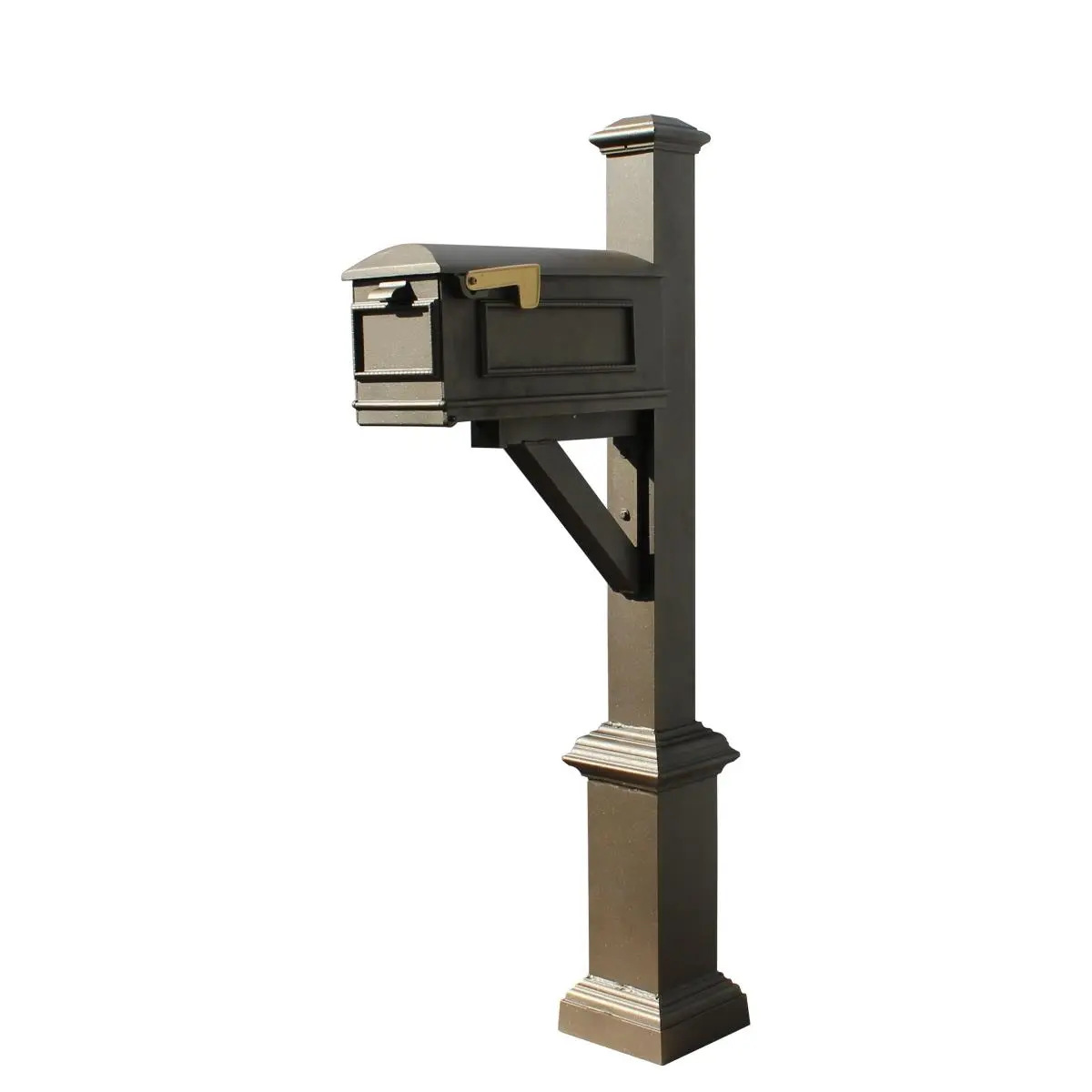 QualArc WPD-SB1-S7-LMC-BRZ Westhaven System with Lewiston Mailbox, Square Base & Pyramid Finial, Bronze