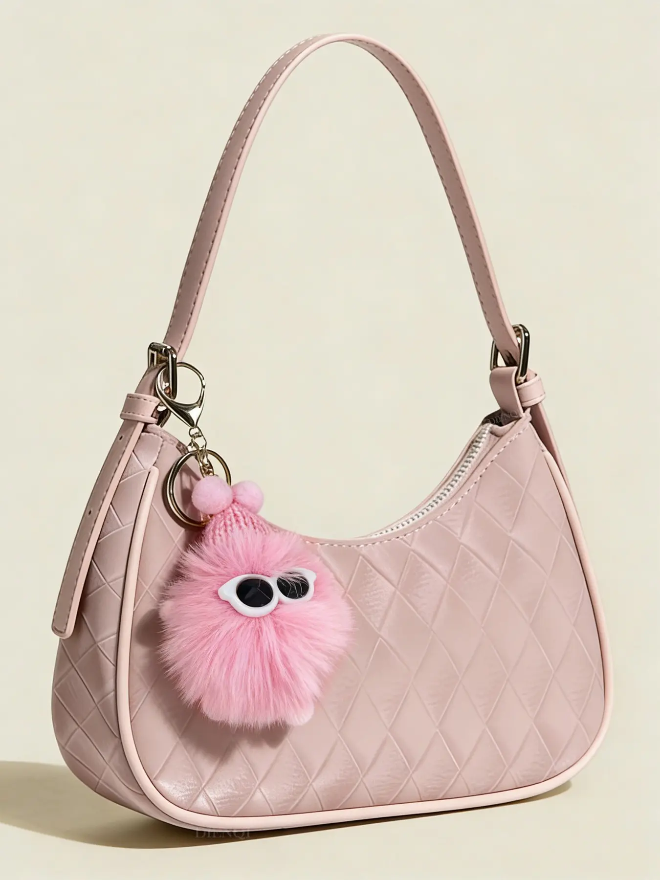 New Outings in Spring and Summer Travel Fashion Female's Cute Chic Handbag Lightweight Pink Crescent Hobo Handbag Armpit Shoulder Bag Quilted Mini Handbag Fashion Casual Ladies Purse Cute Charm for Daily Outdoor Use,Gifts Cute Bags
