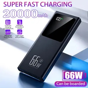 20000mAh 66W Super Fast Charging Power Bank, USB C Portable Charger with Smart Digital Display, 5-Device Simultaneous Output, Intelligent Temperature Control & 10-Layer Safety Protection, External Battery Pack for iPhone, Samsung, Laptops & Travel