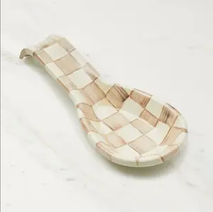 MacKenzie-Childs Stainless Mocha Check Spoon Rest, Kitchenware Cutlery & Tableware Accessory