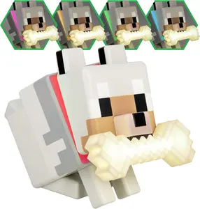 3D Printing Pixel Wolf LED Night Light with Glowing Bone RGB Collar Customizable Lighting Bedroom Decor Gift for Boyfriend summerwins primitive halloween decor