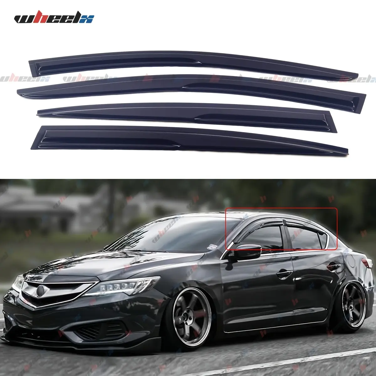 2013-2022 Acura ILX All Models - Car Side Window Visors, 4-Piece Acrylic Anti Glare Visor , Auto Accessories for - UV Protection, Scratch Resistant, Weatherproof with 3M Adhesive, Sun Shade Wind Deflector