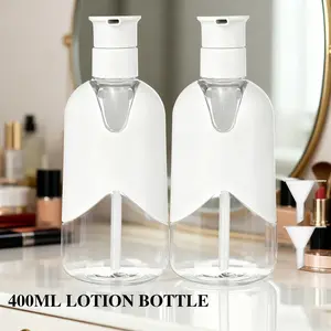 2 Pack 400ML Refillable Lotion Dispenser Bottles, Splicing Design, Pump Action Beauty Dispenser, Leak Proof Travel Containers