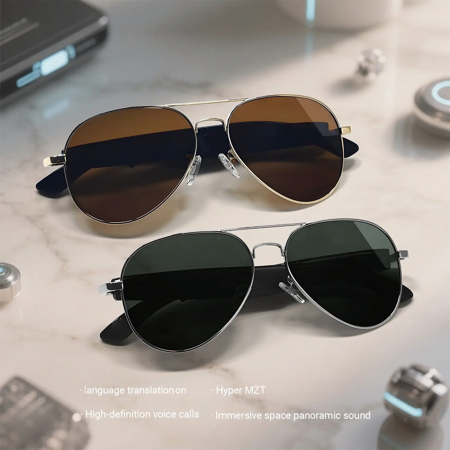 Koipsse Smart Glasses Translation Earphones, HiFi Sound, Bt5.4, Dual Touch Control, Rechargeable, Long Battery Life, Summer Outdoor Sunglasses, Multifunctional Smart Glasses, Smart Audio Glasses, Wireless Audio Eyewear