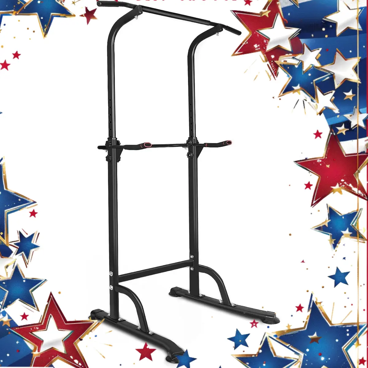Power Tower Dip Station, Multi-Function Iron Pull Up Bar for Home Gym Strength Training, Height Adjustable Fitness Equipment with Elbow Pads, 330 lbs Capacity
