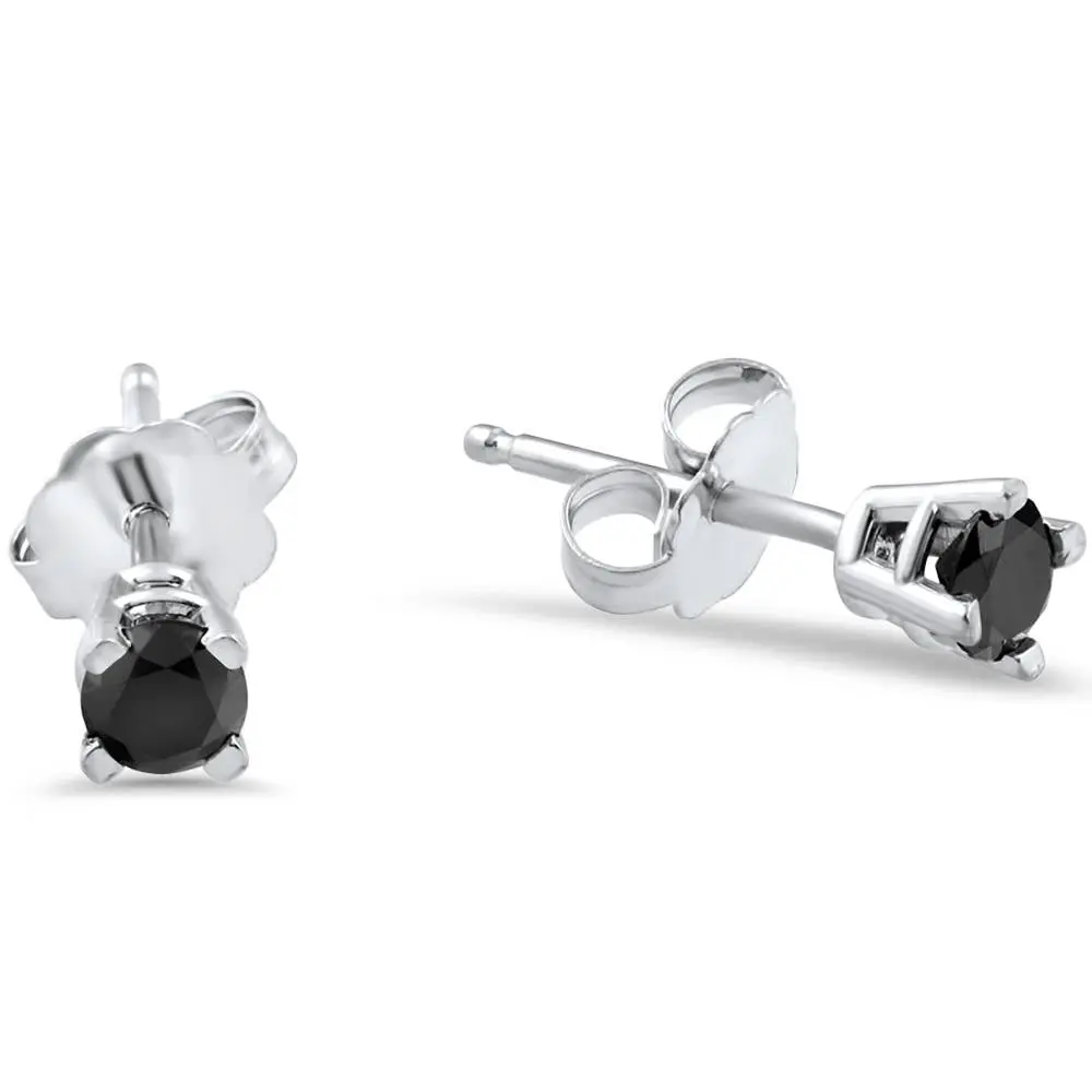 White Gold 1/5ct Round Cut Black Diamond Studs White Gold 1/5ct Round Cut Black Diamond Studs