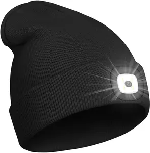 Beanie Hat with Light, USB Rechargeable, Gift, LED Headlamp, Hat