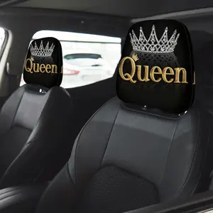 2pcs Crown Queen Pattern Car Headrest Covers, Elastic Design for Easy Installation - Ideal Gift for Long Drives to Relieve Neck Strain, Car Seat Cushion, Car Accessories