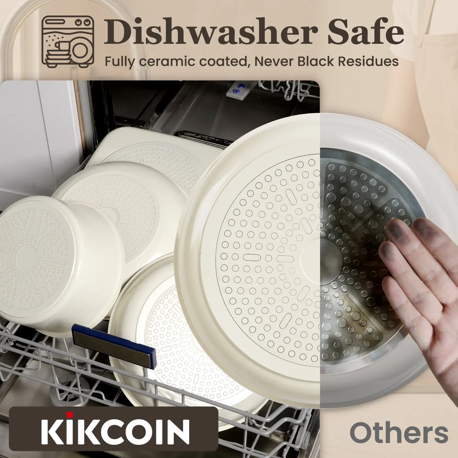 OOAK Dishwasher safe]Kikcoin Nonstick Oven Safe pots pans set