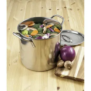 212 MAIN Stainless Steel Stock Pot - 10 in, 12 qt, Silver Kitchenware Cookware for Home Cooking Use