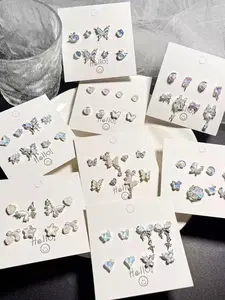 Elegant Butterfly Earrings Set, Alloy Material, Simple Design, Perfect Gift for Her, Trendy Jewelry Accessory