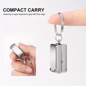 [1pc Stainless Steel Mini Clippers] 1pc Modern Stainless Steel Mini Folding Nail Clippers with Keychain, Sharp Straight Edge Blade, Portable Manicure and Pedicure Tool for Fingernails, Unscented Nail Art Care Accessory