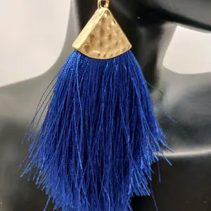 Lux Fringe Earrings-Blue