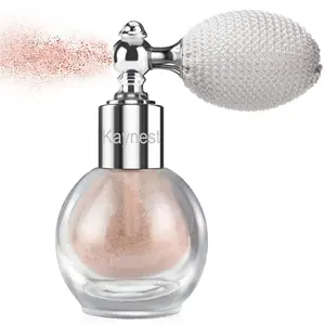 Nude Pink Highlighter Spray, Loose Shimmer Powder High Gloss Makeup Mist for Body, Face, Hair, Long Lasting Glitter Hairspray for Festive Party, Stage Shows, Nightclubs, Bar (#3)