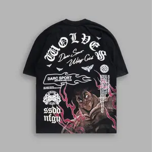 Darcsport Wolf Head Van Damme Yongjiro Fitness Sports Pure Cotton Sweat-Absorbing Breathable Soft Cotton Unisex Short Sleeve
