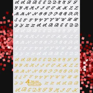 3D Nail Art Stickers with Slanted English Letters for DIY Nail Decoration, Must-Have Accessories for Nail Enthusiasts