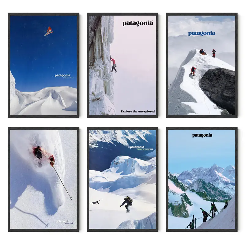 Winter Patagonia Magazine Cover Poster Print - Artistic Skiing Climbing Adventure Wall Decor, Cool Room Decor Accessory, Apartment Accessory for Bedroom, Living Room Decoration