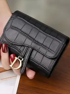 Women's Fashionable CrocodileEmbossed Short Wallet, Casual VersatileCard Holder, Trendy All-match Wallet forDaily Use Outdoorfun Leather Bifold Accessories For Women, Gifts For Women