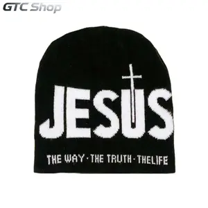 Unisex Y2K Letter Jacquard Knit Beanie Cross Heart Printed Soft Stretch Warm Winter Hat One Size Heat Retention Casual Streetwear Cap Comfortable Windproof Headwear Ideal For Outdoor Sports Daily Cold Weather Trendy Fashion Matching