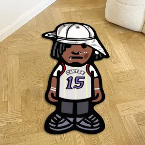 Trendy Cartoon Figure Carpet, Hip Hop Fashion Abstract Geometric Pattern Rug, Soft Fluffy Living Room Decor, Modern Bedroom Decoration, Geometric Graphic Rug, Indoor Floor Rug