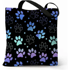 Cute Aesthetic Canvas Tote Bag for Women, Reusable Book Tote with Zipper Pocket for Work School Girls