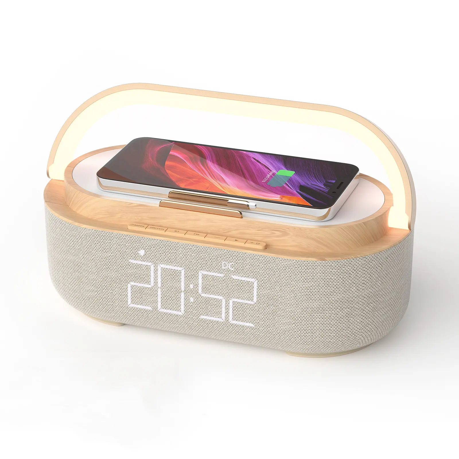 Wooden Speaker Revolution!  Night Light + 15W Wireless Charger + Alarm Clock+Phone Holder - Decor bluetooth speaker subwoofers