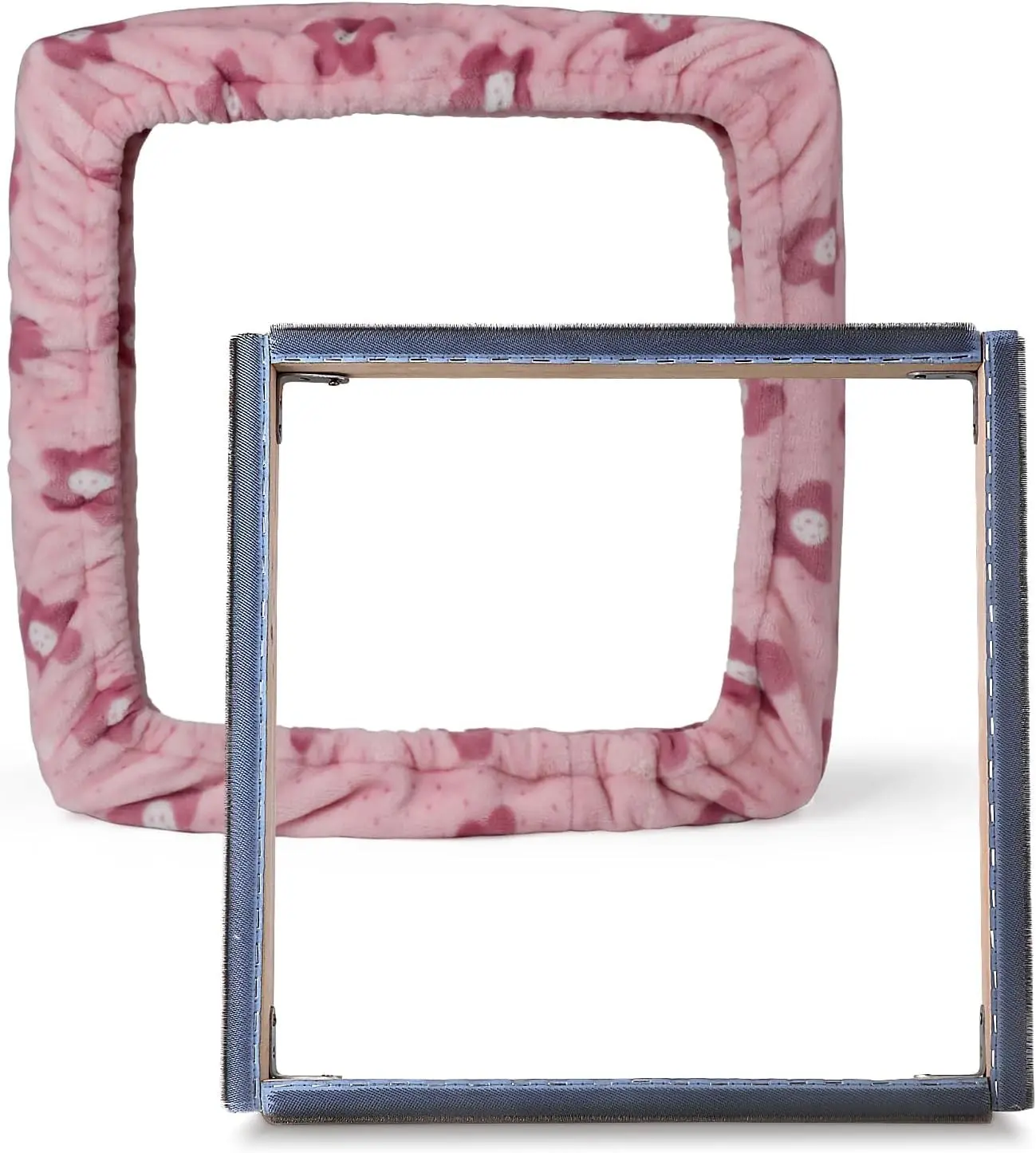 Gripper Strip Frame Punch Needle Rug Hooking Frame with Frame Cover 19.6" x 19.6" (Pink)