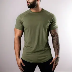 Male Compression Sports T-Shirt - Plain, Round-Neck, Short-Sleeve, Quick-Dry, Breathable, All-Season, Army Green, US S-XXXL, for Fitness & Casual Wear