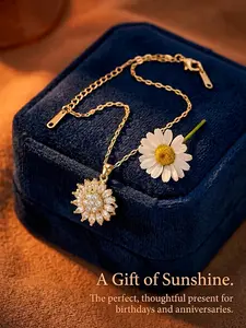 TikTok’s Ultimate Fidget Necklace! Spinning Sunflower & Heart with Crystals for Anxiety Relief – Gold Adjustable Chain Your Secret Garden Necklace Spin for Calm! Adjustable Gold Sunflower, Heart & Moon Fidget Necklace The Mindful Spin Gift: