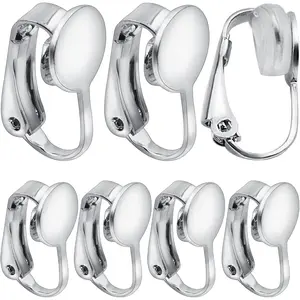 20pcs Silver Clip-on Earring Converters D-Shaped Brass French Earring Clips Components with 20pcs Comfort Earring Pads for None Pierced Ears Jewelry Making
