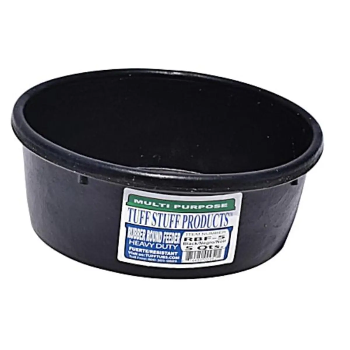 Tuff Stuff Products RBF-5 Rubber Round Feeder, 5 qt. Crack-Resistant Freeze-Proof Farm Animal & Poultry Feeding Tool