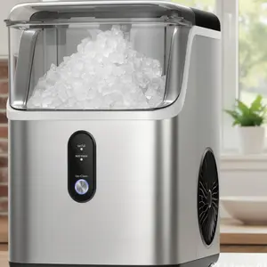 Countertop Nugget Ice Maker, 33 lbs/24H Pebble Ice Machine, Soft Chewable Nugget Ice, Self-Cleaning, Portable Stainless Steel Ice Maker