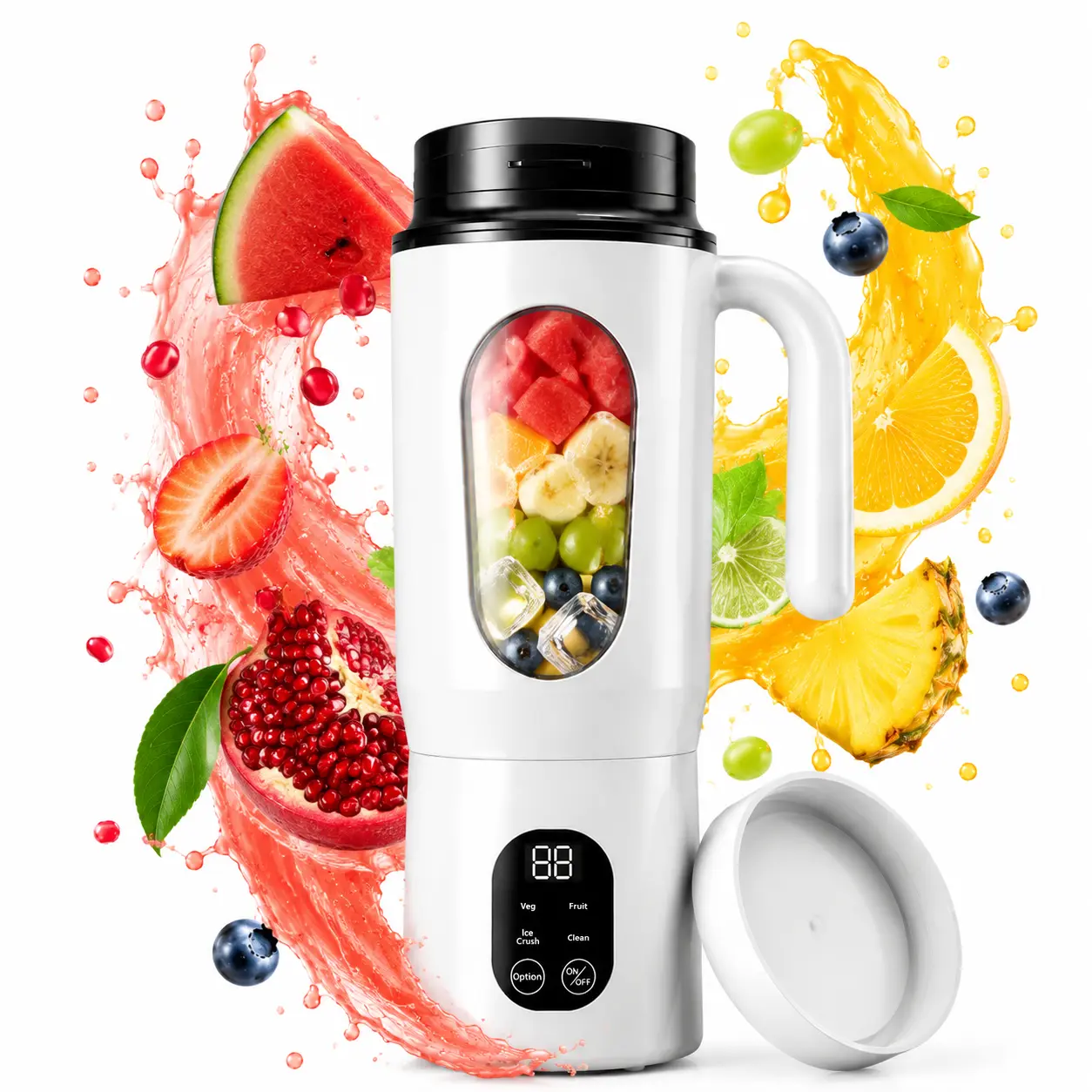 20oz Portable Blender for Smoothies, USB-C Rechargeable Juicer Cup, Personal Smoothie Maker with Travel Lid, Small Blender for Kitchen, Gym, Travel and Office