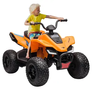 GAOMON Orange 24V Ride on Car, 4-Wheeler Quad Car Toy ATV for 3-8yrs, Electric Off-Road Car with 2 Speeds, LED Lights, Bluetooth, MP3