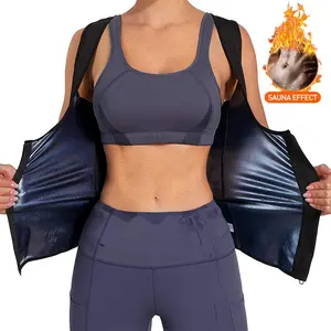 Women Sauna Shaper Vest Sweat Shapewear Tank Top Compression Vest Waist Trainer Corset Gym Fitness Workout Zipper Shirts