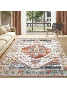 【Christmas Gift】Washable Rug Area Rugs For Living Room Large Boho Rugs Bedroom Kitchen Laundry Room Rugs Soft Vintage Non Slip Indoor Distressed Floor