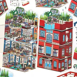 4 Sheets/pack Large Pet + Card 2.5D Landscape Stickers, Creative DIY Scrapbooking and Phone Case Material, Ideal for Calendars & Frames