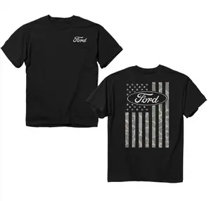 Ford Logo USA Camo Flag Shirt Unisex, Unisex Cotton Casual Streetwear Top Womenswear