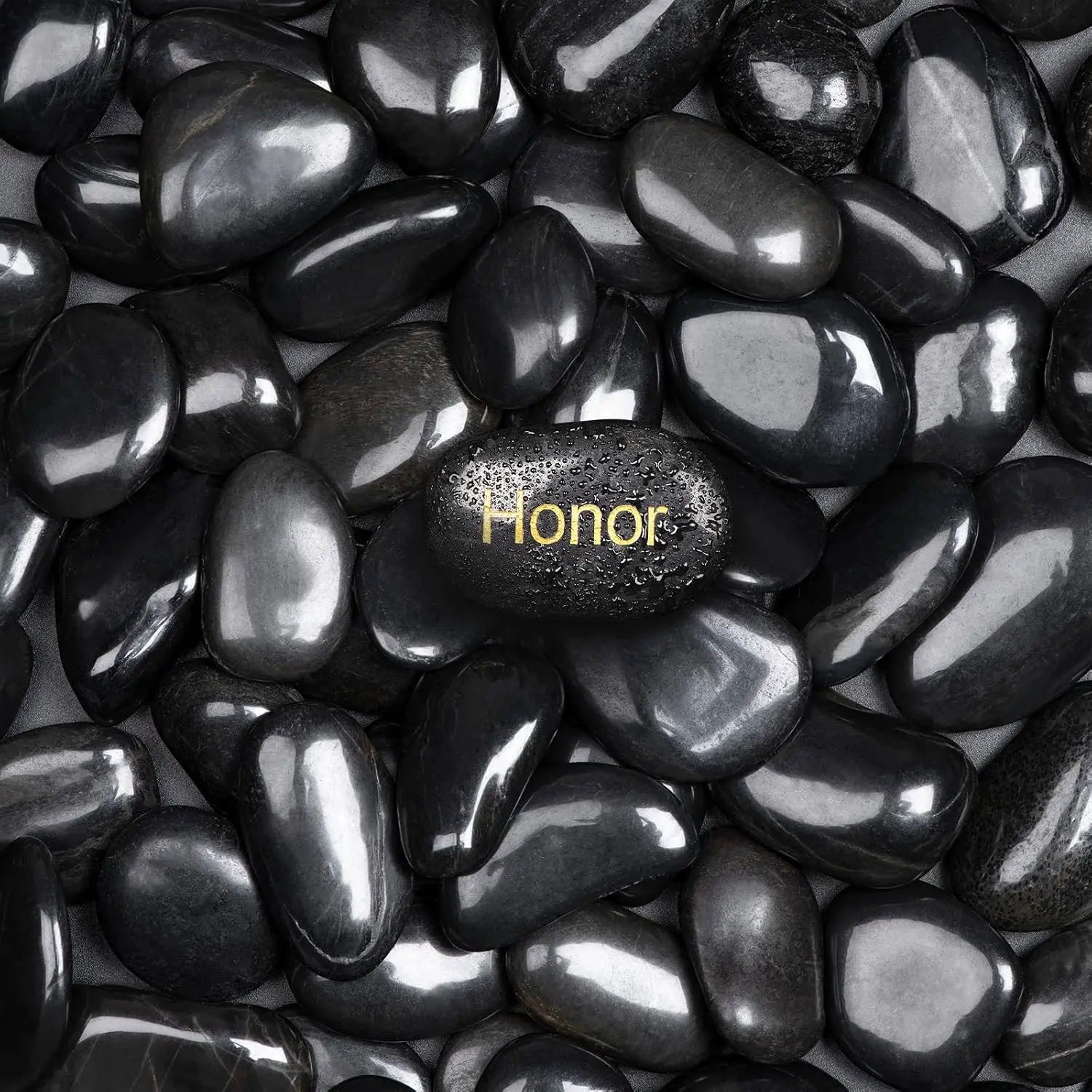 11lbs  River Rocks, High-Polished Pebbles for  Garden, 1-2 inch Decorative Stones, Ideal for Fish Tank, Vases, Garden Landscaping Rocks Landscaping, Black