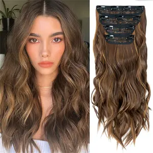 MY-LADY 22inch 4PCS/Pack Clip In Hair Extension Body Wave Synthetic Long Wavy Hair Pieces For Women