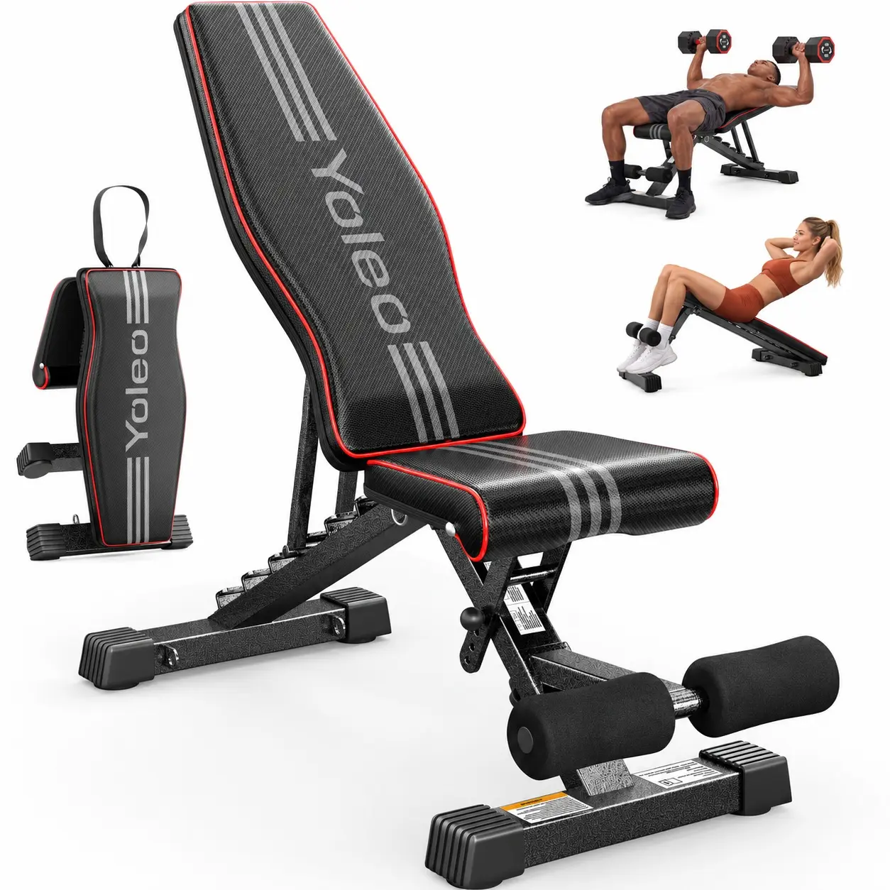 Yoleo Adjustable Weight Bench, Foldable Workout Bench for Home Gym Full Body Workout Strength Training, incline Decline Flat Utility Bench with Quick Adjustment