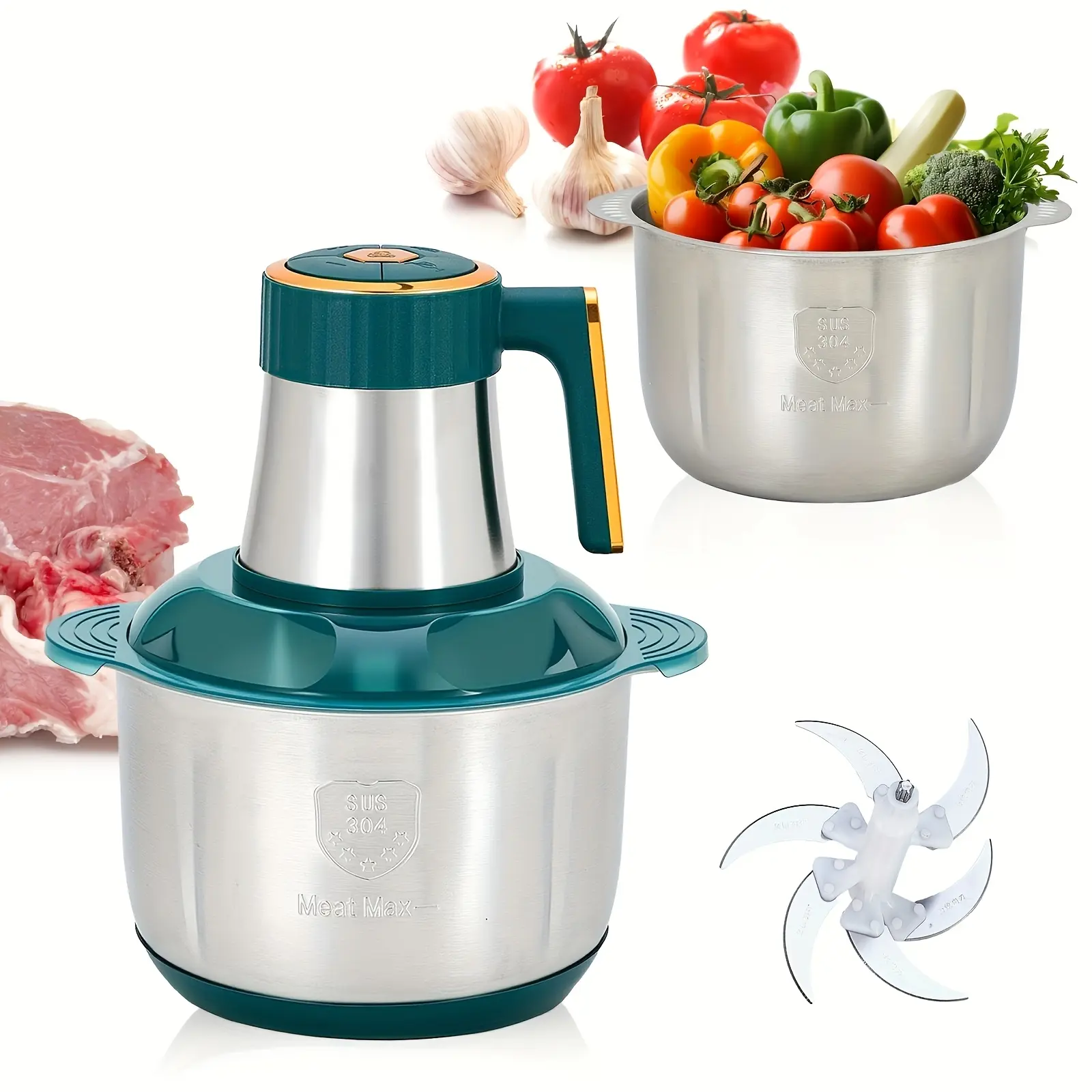 5L Electric Meat Grinder & Multi-Use Food Processor Kitchen Appliances, 5-Speed Gear, 5L Stainless Steel Bowl, 1-Click Start, Household Multi-Use Tool for Mincing Meat, Chopping Veggies