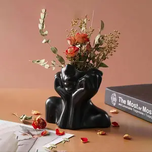 1 Piece Resin Head-shaped Succulent Flower Pot, Abstract Half Face Design Flower Pot Vase, Vase Planter Ornament, Suitable for Bedroom Wedding Farmhouse Decor, Home Decor Accessory