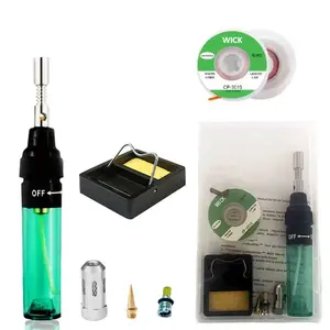 Portable Gas Soldering Iron Electronic Repair Tool Set, Cordless Precise Temperature Control, Includes Desoldering Wick and Stand, Soldering Kit