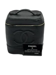 Pre-owned CHANEL Caviar Toiletry Bags Vintage Vanity Case