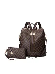 Women's Fashion Plaid Zipper Backpack, Large Capacity Korean Style Spring New, Casual Travel Bag, Durable Shoulder Crossbody Bag with Handbag