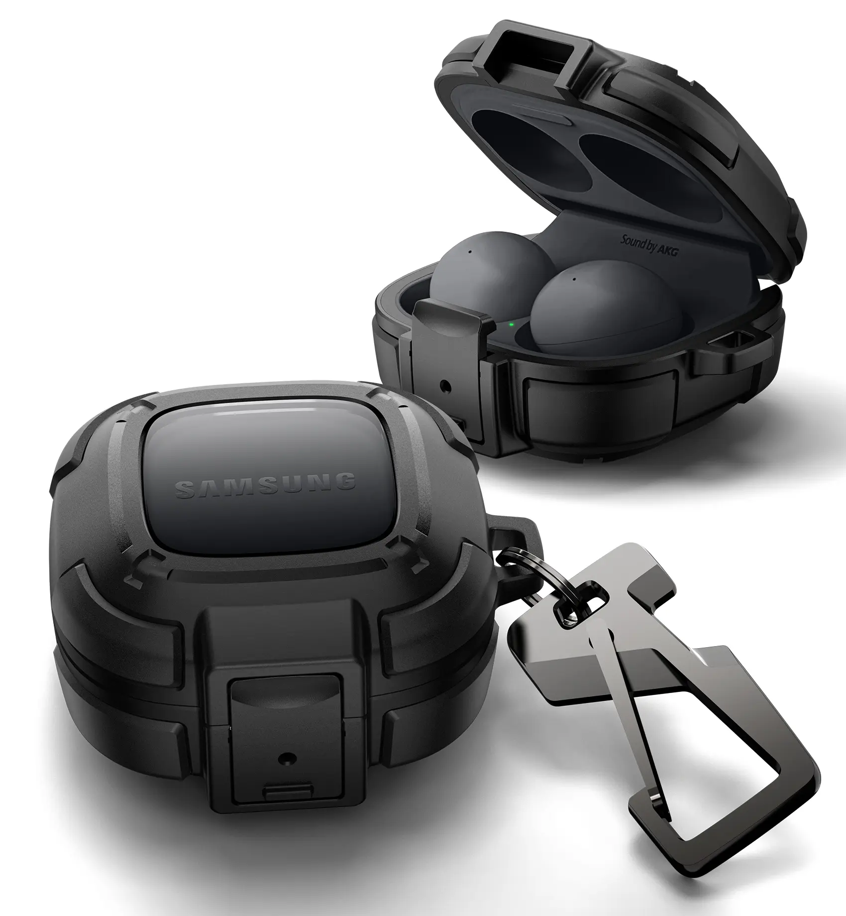Dexnor Rugged Bumper Case for Samsung Galaxy Buds FE/Buds 2 Pro/Buds 2/Buds Pro/Buds Live Cases 2023/2022/2021/2020, Shockproof Cover with Secure Lock & Carabiner